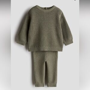 H&M SOLD OUT 2-Piece Cotton Knit Set Khaki Green Size 3Months (2-4M)